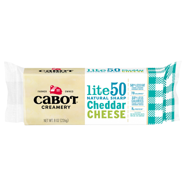 Cabot Creamery Lite 50 Reduced Fat Sharp White Cheddar Cheese Block