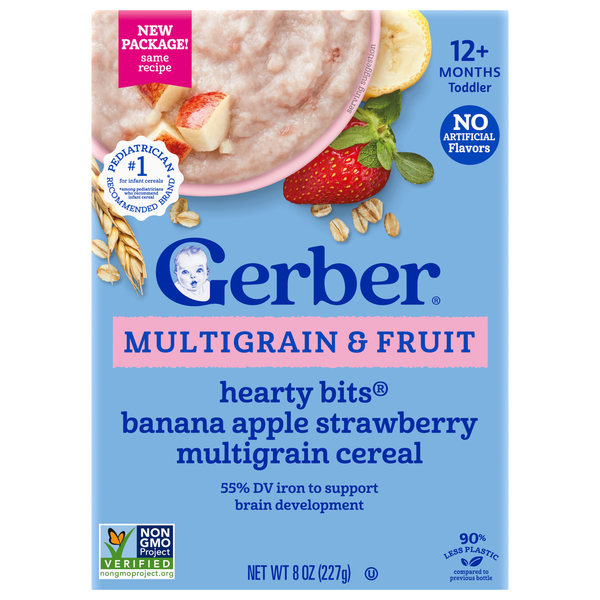Gerber Toddler Multigrain & Fruit Banana Apple Strawberry Cereal