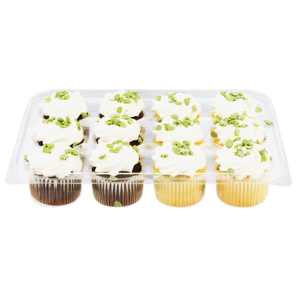 Hannaford Bakery Mini Chocolate & Vanilla Cupcakes - 12 ct