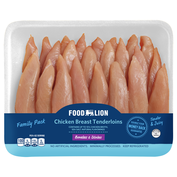 Food Lion Boneless Skinless Chicken Breast Tenderloins Family Pack Fresh