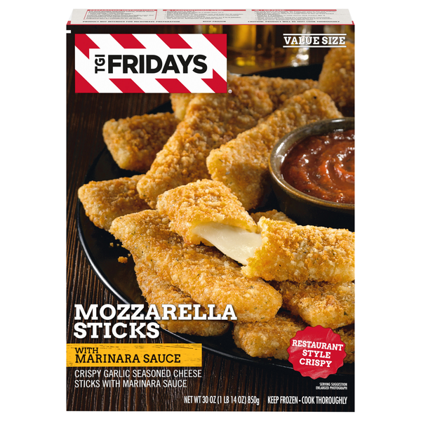 TGI Fridays Mozzarella Sticks with Marinara Sauce Value Size Frozen