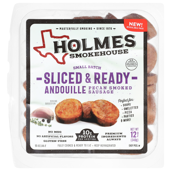 Holmes Smokehouse Small Batch Sliced Andouille Pecan Smoked Sausage