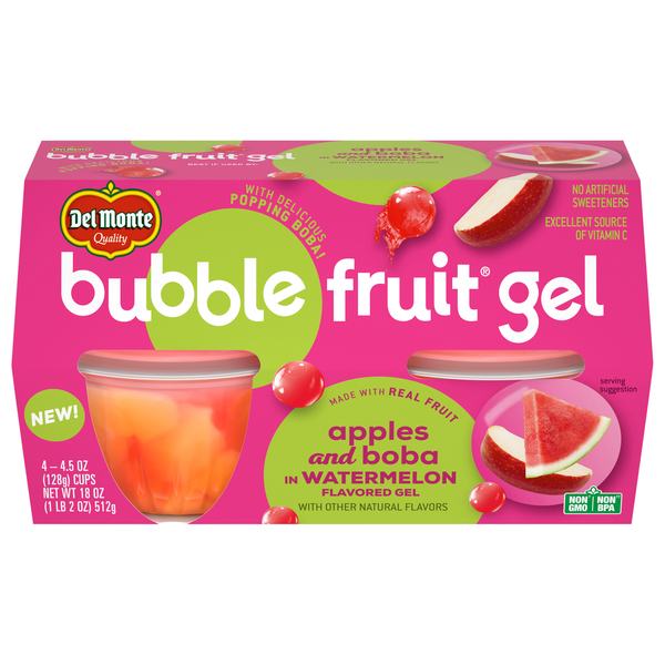 Del Monte Apples & Boba in Watermelon Bubble Fruit Gel - 4 ct