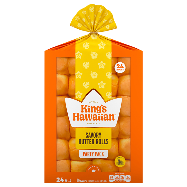King's Hawaiian Savory Butter Rolls Party Pack - 24 ct