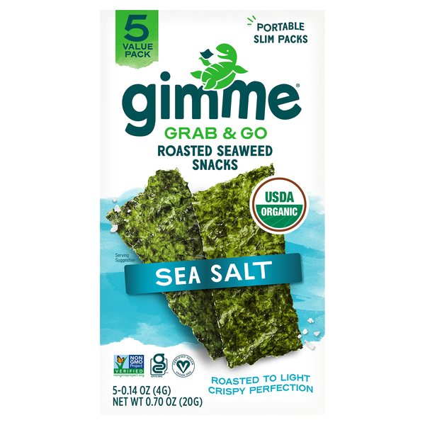 gimme Grab & Go Organic Sea Salt Roasted Seaweed Snack - 5 ct