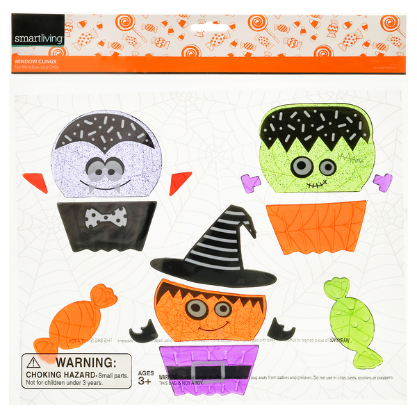 Smart Living Halloween Window Clings Monsters Ages 3+