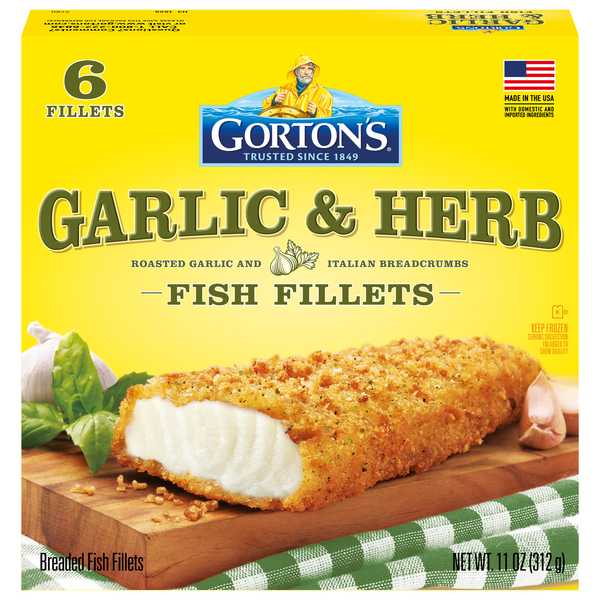 Gorton's Garlic & Italian Herb Breaded Fish Fillets - 6 ct Frozen