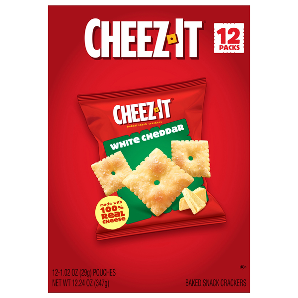 Cheez-It Snap'd White Cheddar Baked Crackers Packs - 12 ct