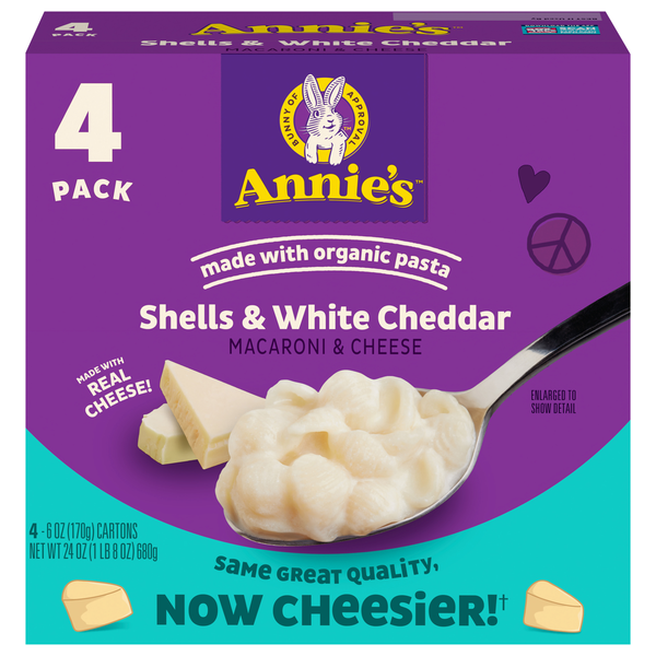 Annie's Shells & White Cheddar Macaroni & Cheese - 4 ct