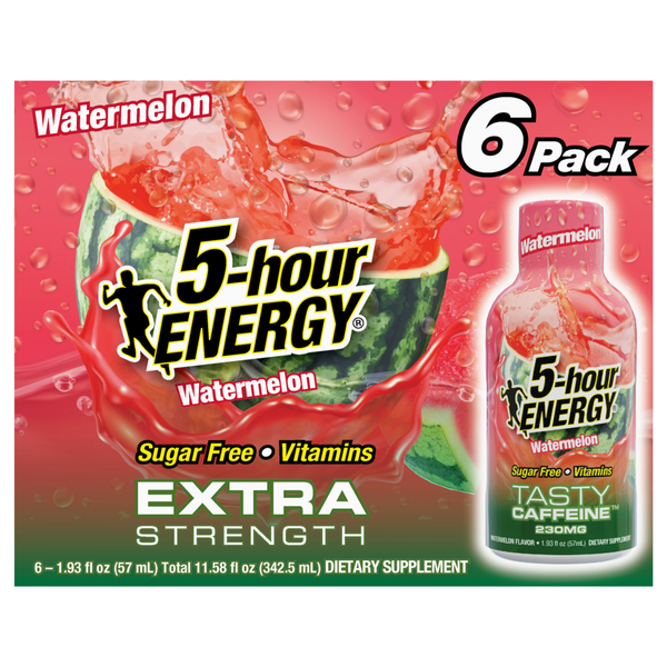 5-Hour Extra Strength Sugar Free Watermelon Energy Shot - 6 pk