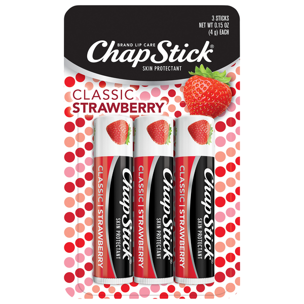 ChapStick Skin Protectant Classic Strawberry Lip Care - 3 ct