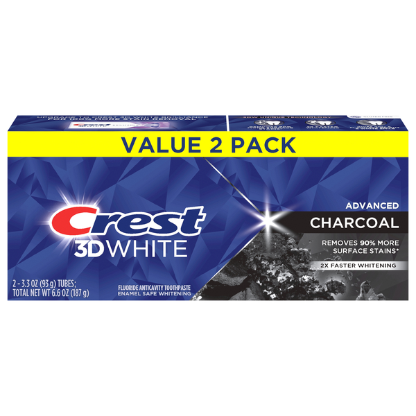 Save on Crest 3D White Fluoride Anticavity Charcoal Toothpaste 2 ct Order Online Delivery