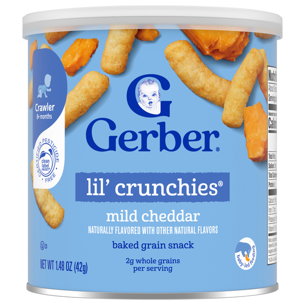 Gerber Lil' Crunchies Mild Cheddar Baked Grain Snack 8+ Months