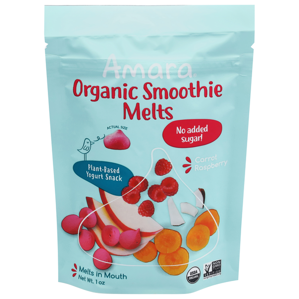 Amara Organic Carrott Raspberry Smoothie Melts Yogurt Snack