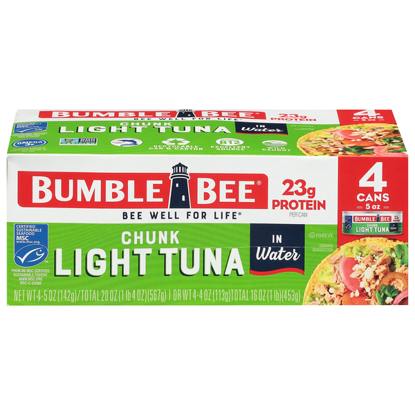 Bumble Bee Wild Caught Chunk Light Tuna in Water - 4 ct