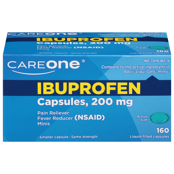 CareOne Ibuprofen Mini Capsules 200 mg Pain Relief Softgels