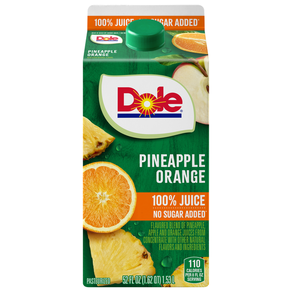 Dole No Sugar Added Pineapple Orange Juice Blend