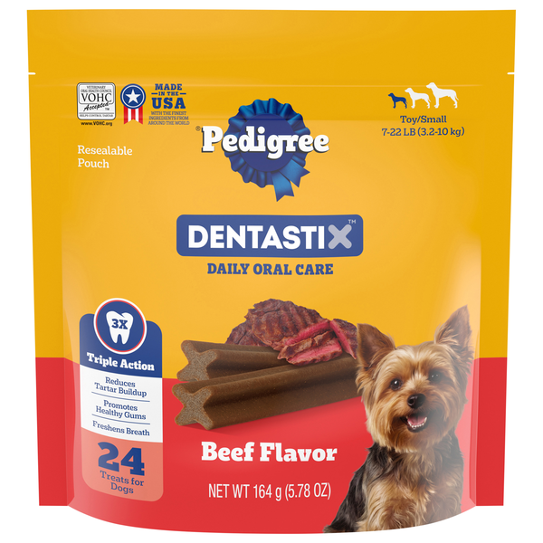 PEDIGREE DENTASTIX Beef Flavor Treats for Toy/Small Dogs - 24 ct