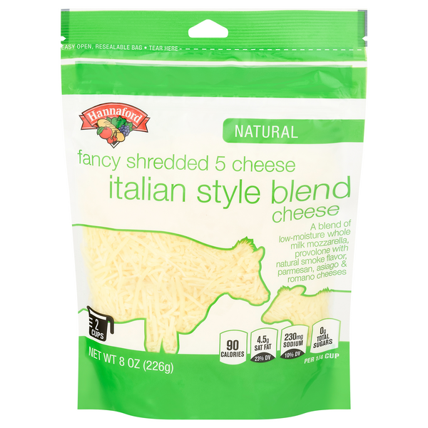 Hannaford Natural Fancy Shredded 5 Cheese Italian Style Blend