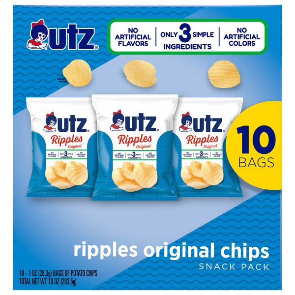 Utz Ripples Original Potato Chips Snack Pack - 10 ct