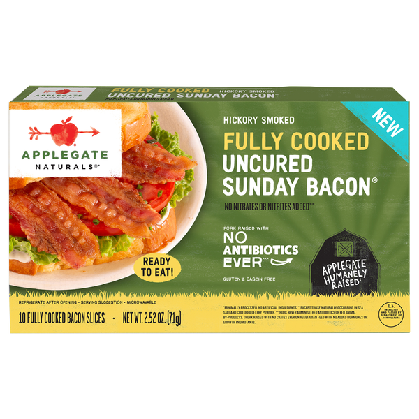 Applegate Naturals Fully Cooked Hickory Smoked Uncured Sunday Bacon Slices