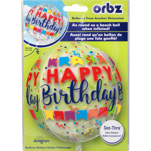 Anagram Orbz Happy Birthday Helium-Filled Balloon