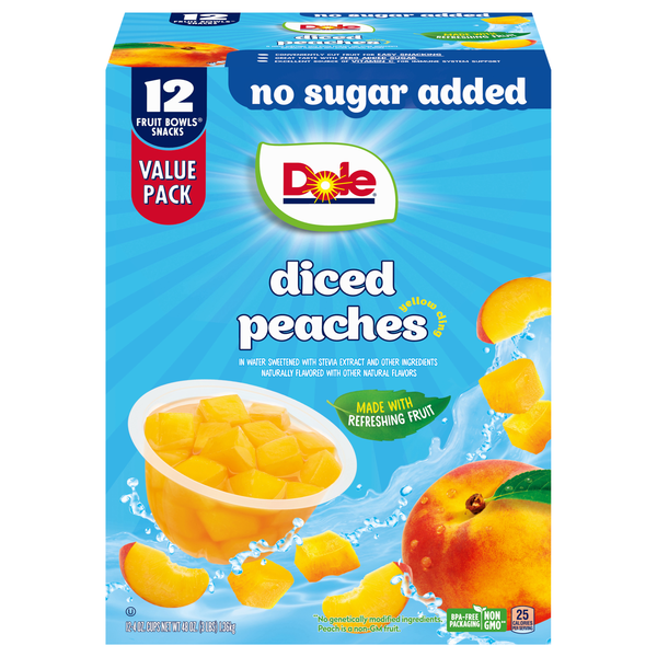 Dole No Sugar Added Diced Peaches - 12 ct
