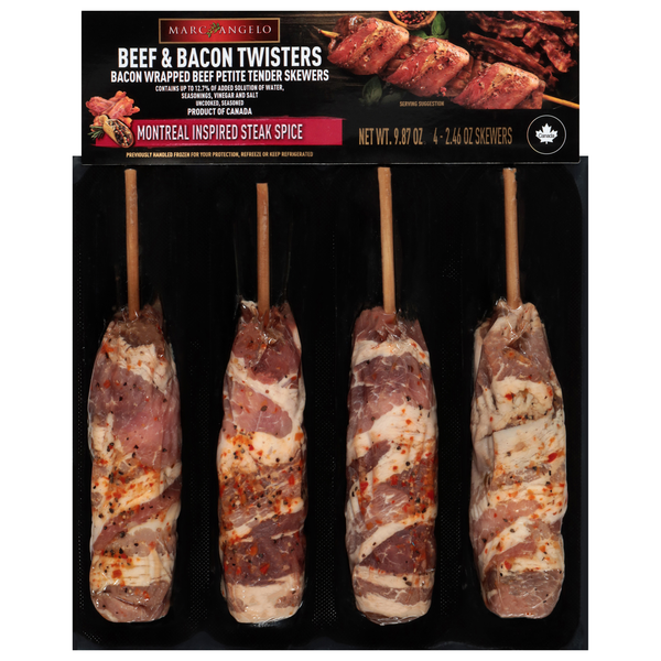 Marc Angelo Montreal Spice Bacon Twisters Beef Petite Tender Skewers 4 ct