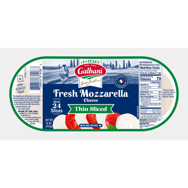 Galbani Fresh Mozzarella Cheese Log Thin Sliced