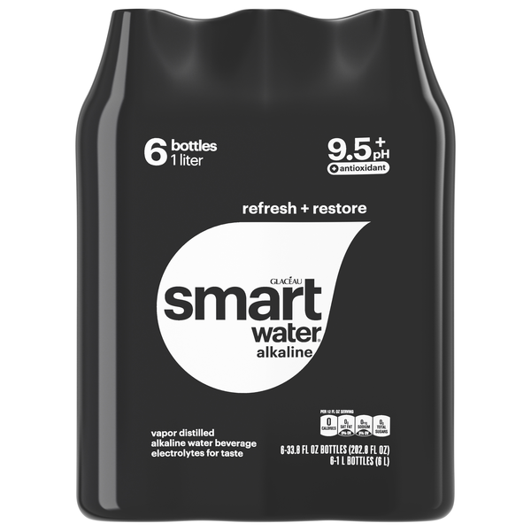 smartwater Alkaline Water with Antioxidant 9.5+pH - 6 pk