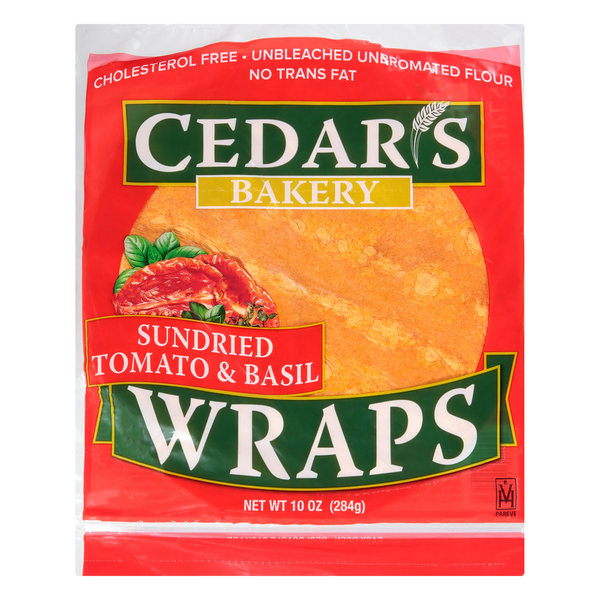 Cedar's Bakery Sun-Dried Tomato & Basil Wraps - 4 ct