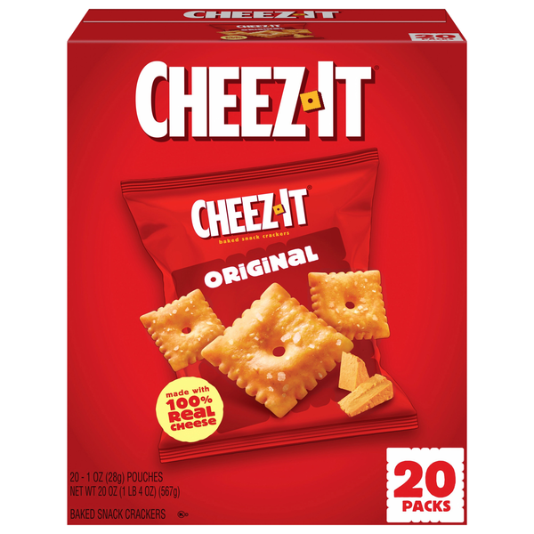 Cheez-It Original Baked Cheese Crackers Packs - 20 ct
