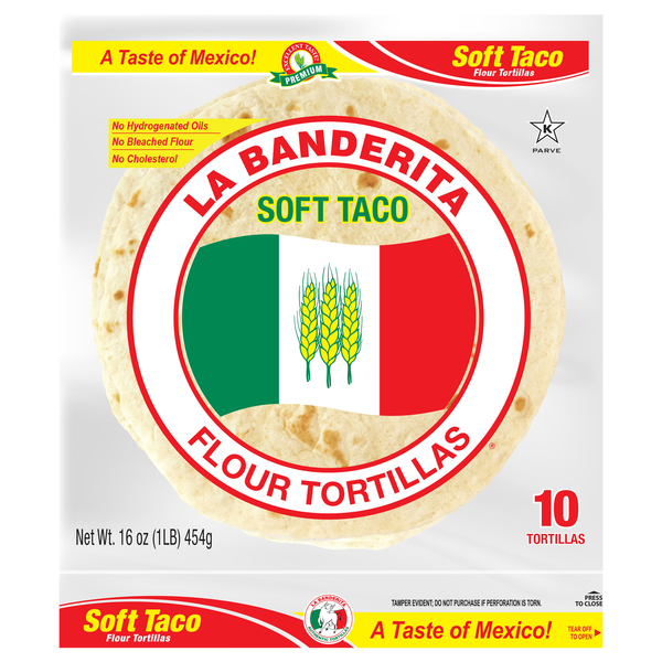 La Banderita Soft Taco Flour Tortillas 8 Inch - 10 ct