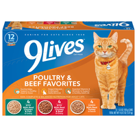9Lives Poultry & Beef Favorites Wet Cat Food Variety - 12 ct