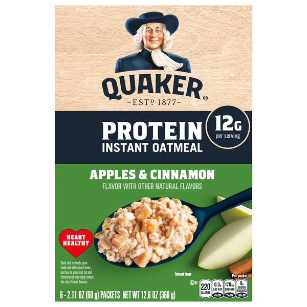 Quaker Apples & Cinnamon Protein Instant Oatmeal - 6 ct