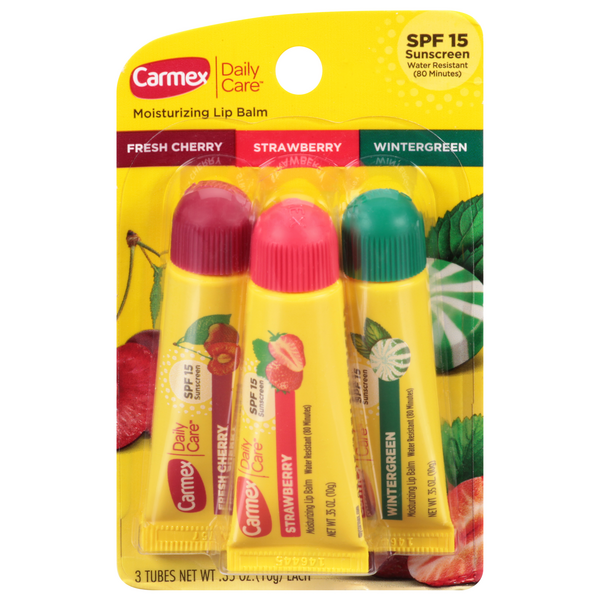 Carmex Moisturizing Lip Balm Cherry/Strawberry/Wintergreen SPF 15 - 3 ct