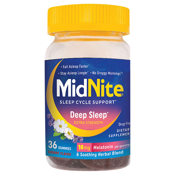 MidNite Extra Strength Deep Sleep Melatoin 10 mg Gummies Cherry Flavor