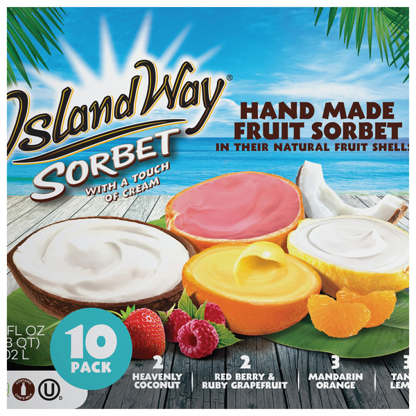 Island Way Hand Made Fruit Sorbet Variety Pack - 10 ct Frozen