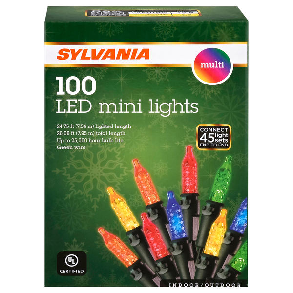 Sylvania LED Indoor/Outdoor Multicolor Mini Christmas Lights - 100 ct