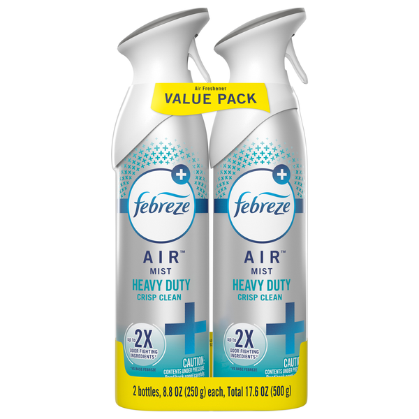 Febreze AIR Freshener Heavy Duty Crisp Clean Aerosol Spray - 2 ct