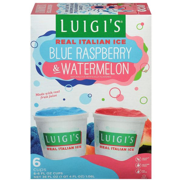 Save on Luigi's Real Italian Ice Blue Raspberry & Watermelon 6 ct