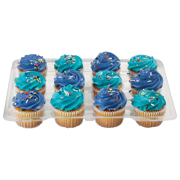 Food Lion Bakery Yellow Mini Cupcakes with Vanilla Whipped Icing - 12 ct