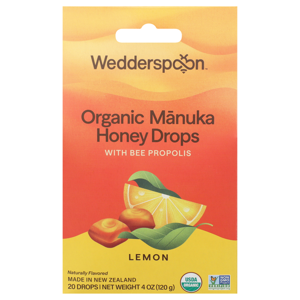 Wedderspoon Organic Manuka Honey Lemon with Bee Propolis Drops