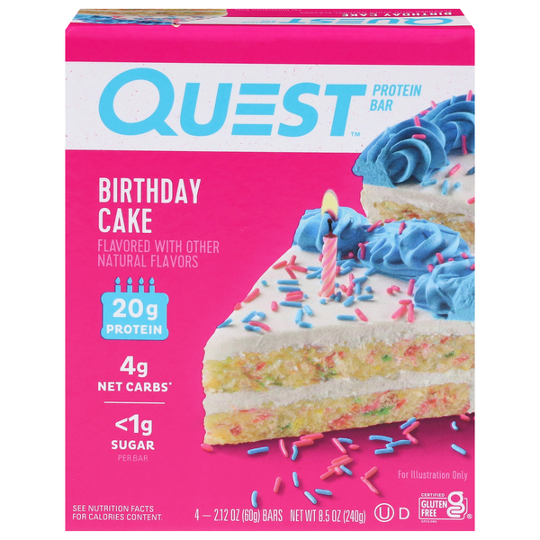 Quest Keto Friendly Birthday Cake 20g Protein Bars - 4 ct
