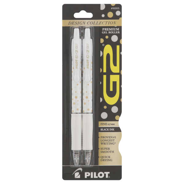 Pilot Design Collection G2 Premium Gel Roller Pens 0.7mm Black Ink