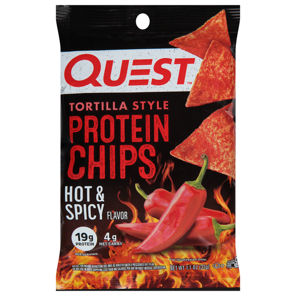 Quest Gluten Free Hot & Spicy 19g Tortilla Style Protein Chips