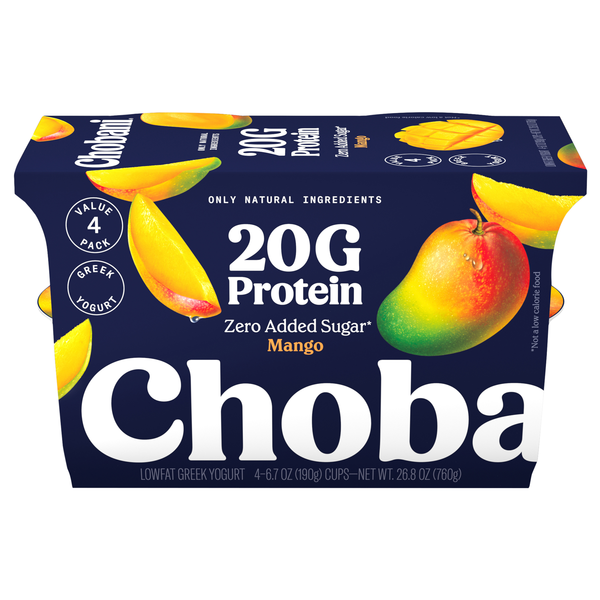 Chobani 20g Protein Lowfat Mango Greek Yogurt Value Pack Cups - 4 ct