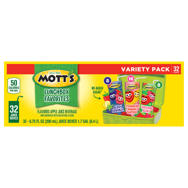 Mott's Lunchbox Favorites Flavored Apple Juice Beverage Variety Pack 32 pk