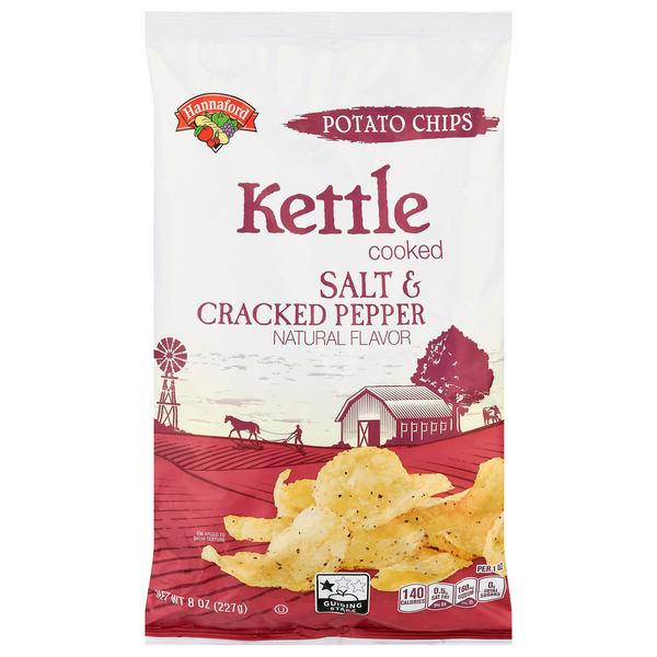 Hannaford Salt & Cracked Pepper Kettle Cooked Potato Chips