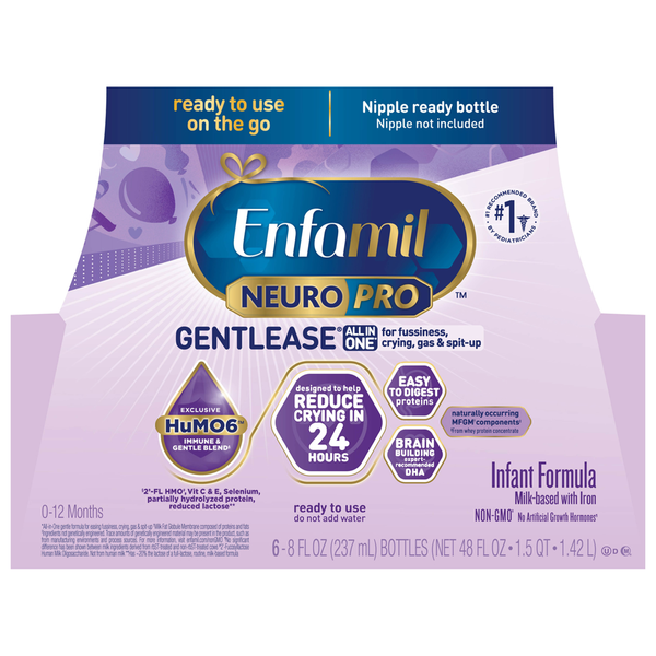 Enfamil Gentlease Ready To Use Infant Formula for Fussiness/Gas - 6 pk